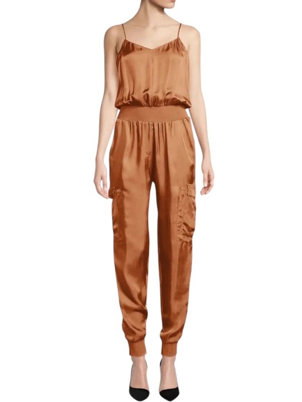Cinq a Sept Twill Amia Jumpsuit in Cinnamon Rust Orange sz XS